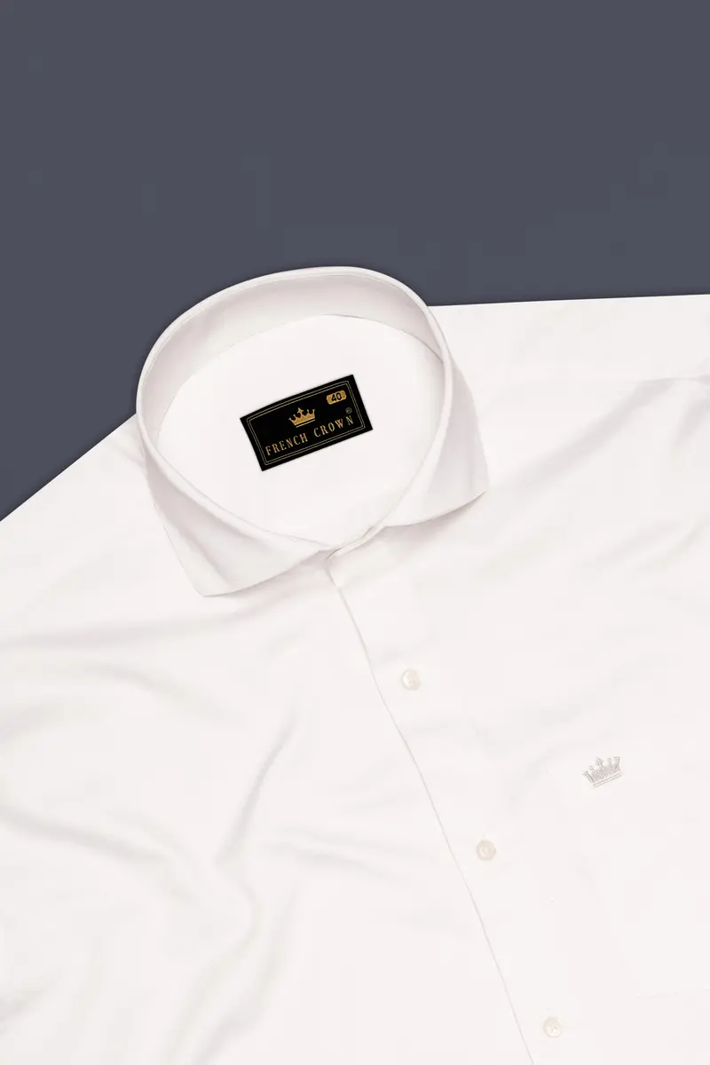 Heritage-Bright White Solid Twill Premium Cotton Dress Shirt 5