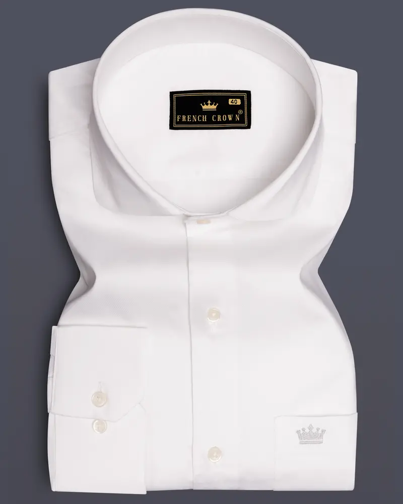 Heritage-Bright White Solid Twill Premium Cotton Dress Shirt 6