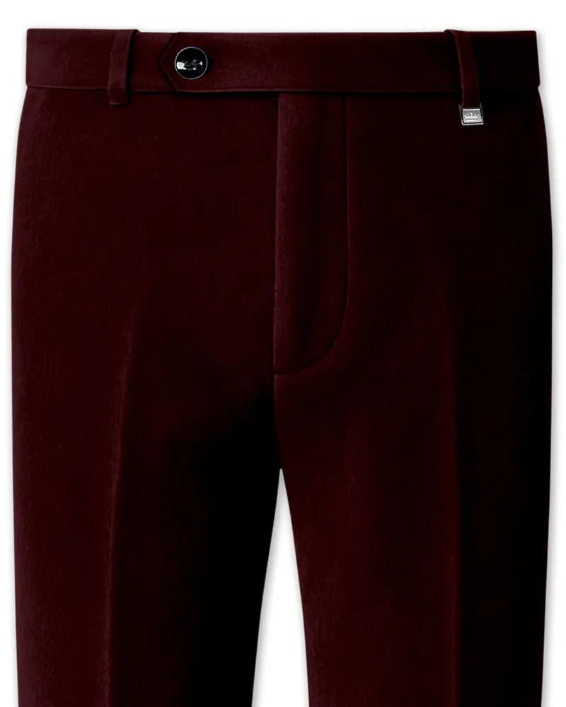 Heritage-Creole Maroon Velvet Stretchable Waistband Pant 1
