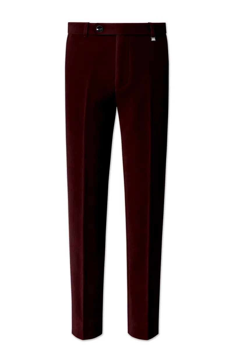 Heritage-Creole Maroon Velvet Stretchable Waistband Pant 2
