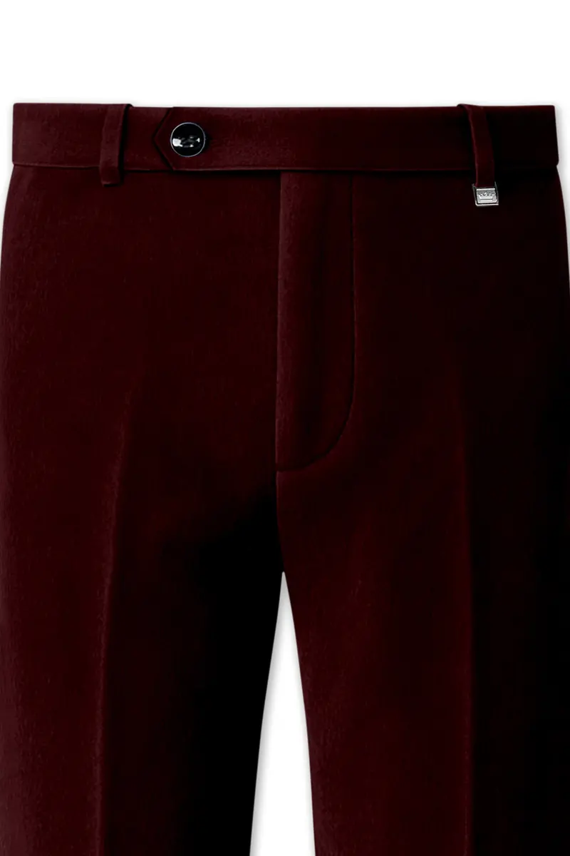 Heritage-Creole Maroon Velvet Stretchable Waistband Pant 5