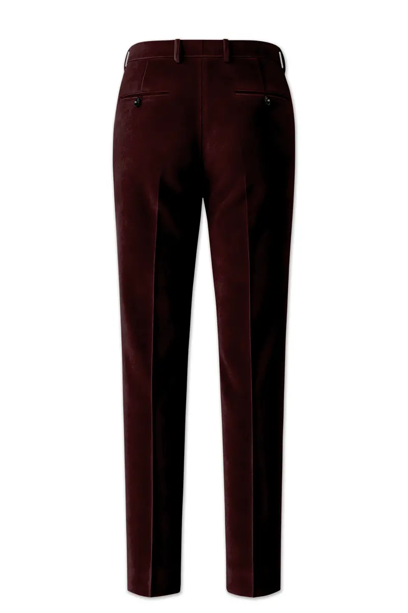 Heritage-Creole Maroon Velvet Stretchable Waistband Pant 6