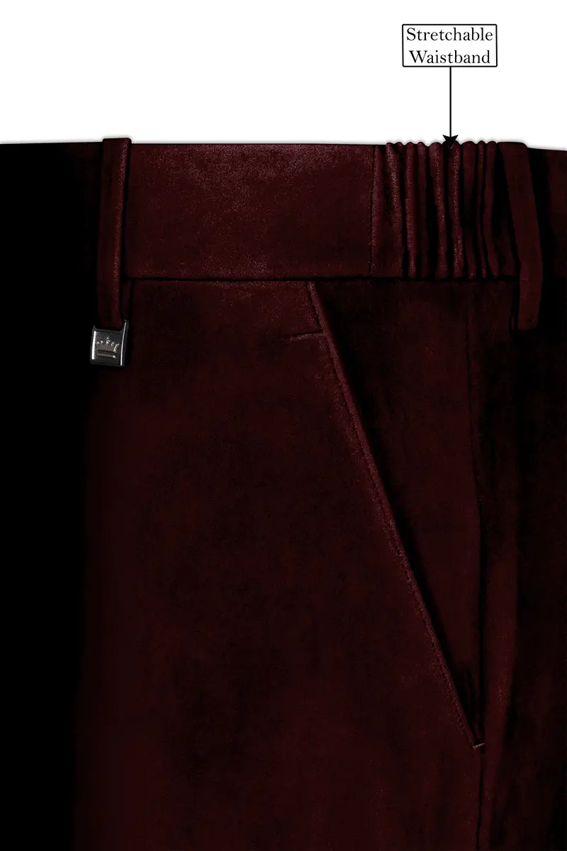 Heritage-Creole Maroon Velvet Stretchable Waistband Pant 7