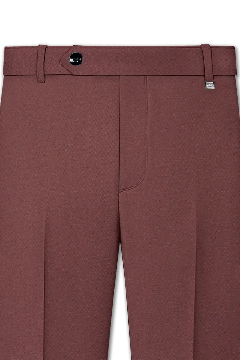 Heritage-Finch Maroon Wool Rich Cross Placket Bandhgala Slight Stretch Suit 11