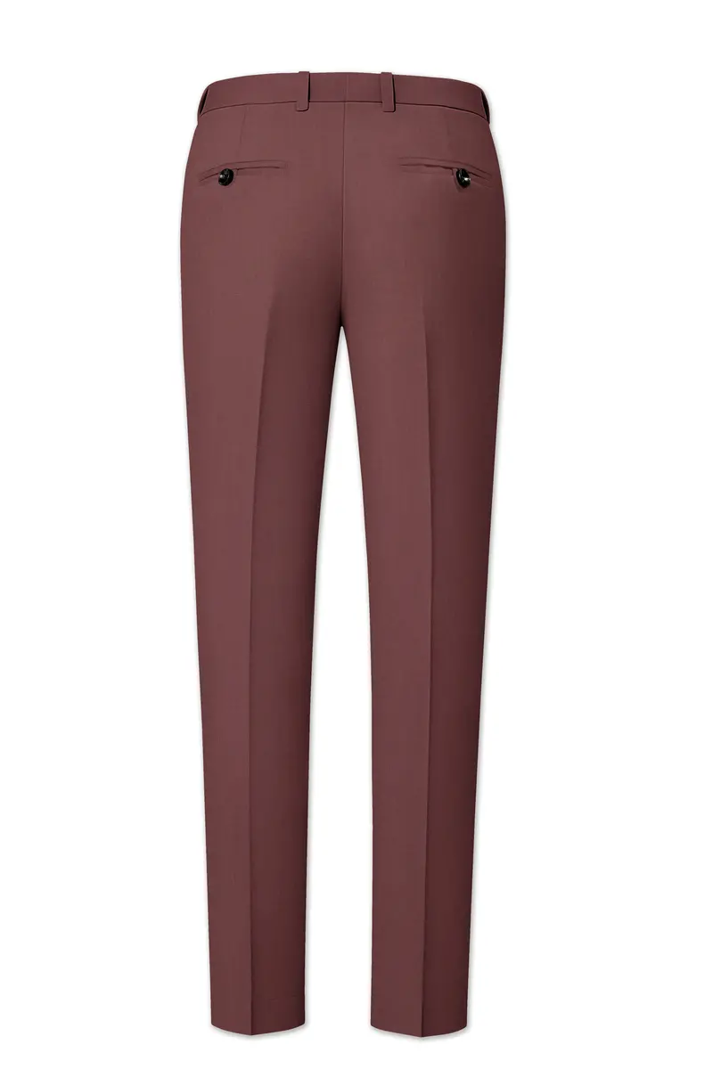 Heritage-Finch Maroon Wool Rich Cross Placket Bandhgala Slight Stretch Suit 13
