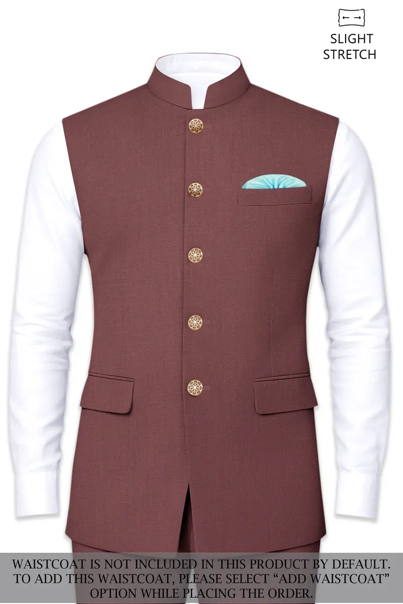 Heritage-Finch Maroon Wool Rich Cross Placket Bandhgala Slight Stretch Suit 15
