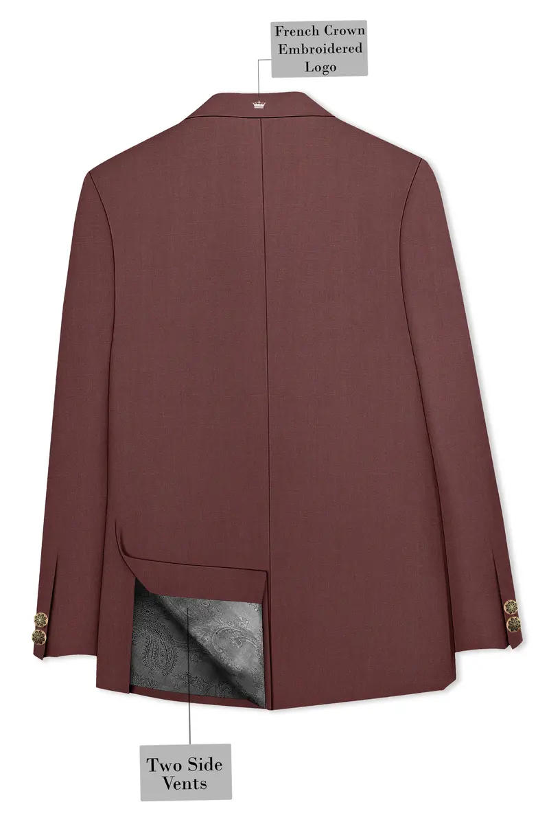Heritage-Finch Maroon Wool Rich Cross Placket Bandhgala Slight Stretch Suit 8