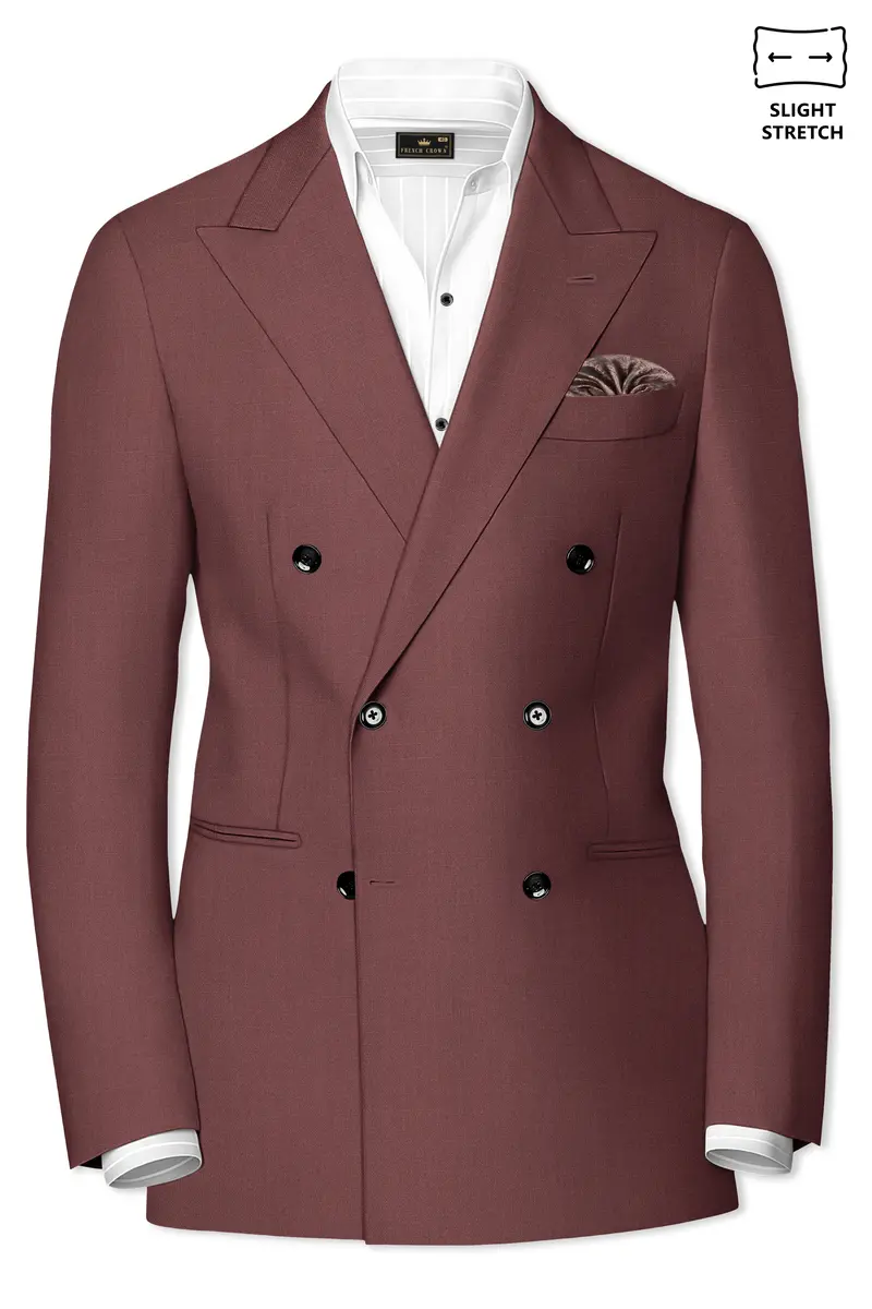 Heritage-Finch Maroon Wool Rich Double Breasted Slight Stretch Suit 10