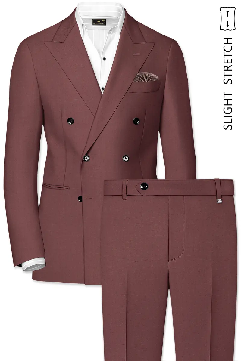 Heritage-Finch Maroon Wool Rich Double Breasted Slight Stretch Suit 2