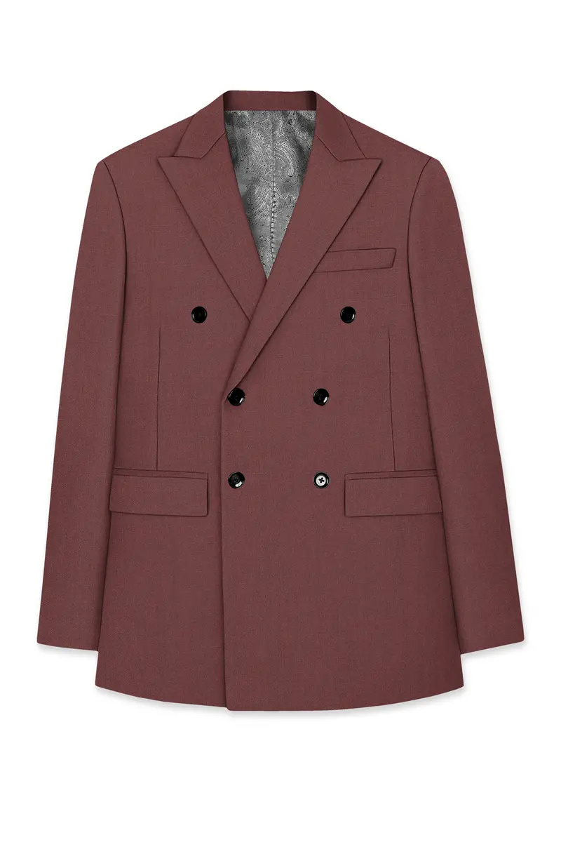 Heritage-Finch Maroon Wool Rich Double Breasted Slight Stretch Suit 8