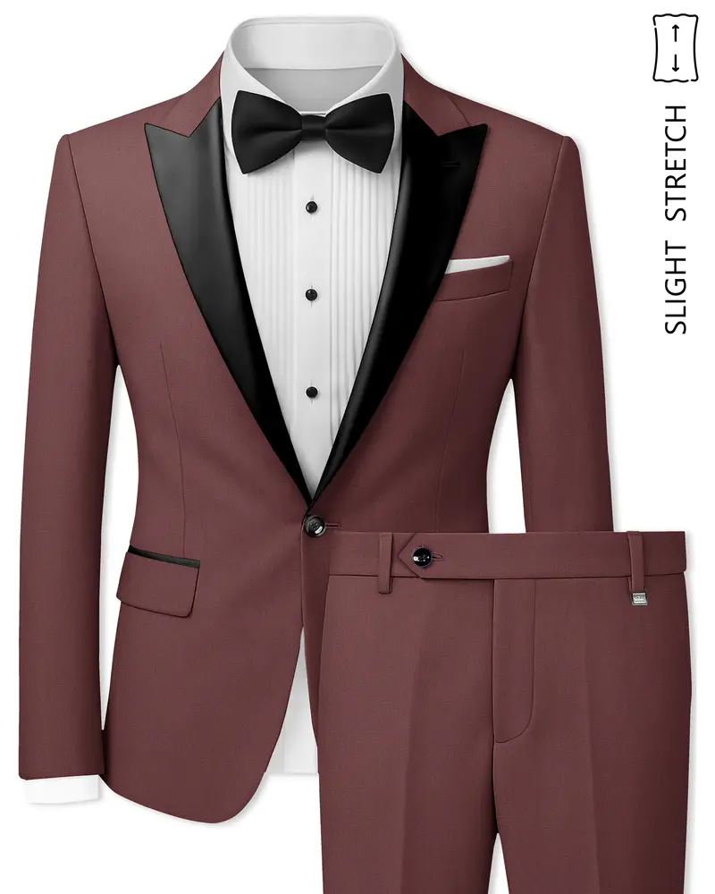 Heritage-Finch Maroon Wool Rich Peak Lapel Tuxedo Slight Stretch Suit 1