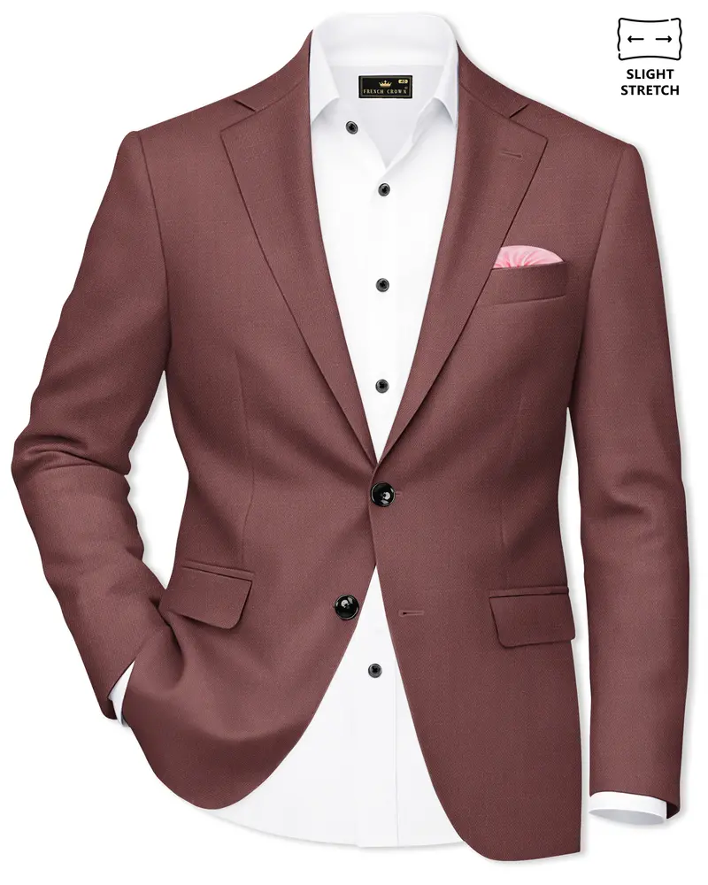 Heritage-Finch Maroon Wool Rich Single Breasted Slight Stretch Blazer 1