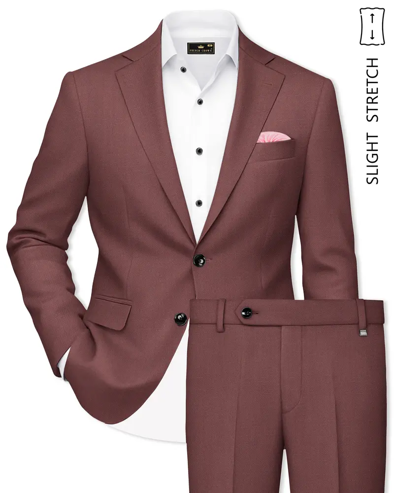 Heritage-Finch Maroon Wool Rich Single Breasted Slight Stretch Suit 1
