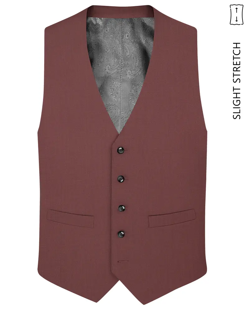 Heritage-Finch Maroon Wool Rich Slight Stretch Waistcoat 1