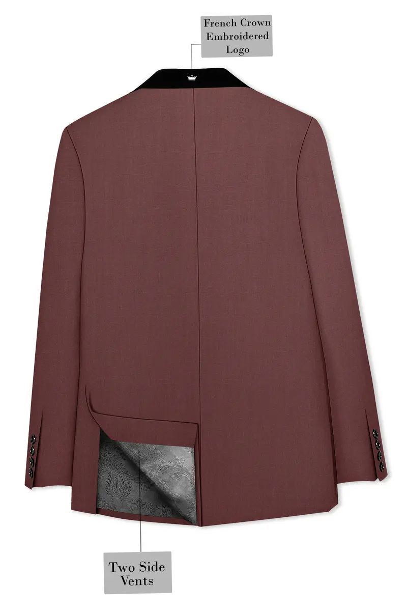 Heritage-Finch Maroon Wool Rich Tuxedo Slight Stretch Blazer 8