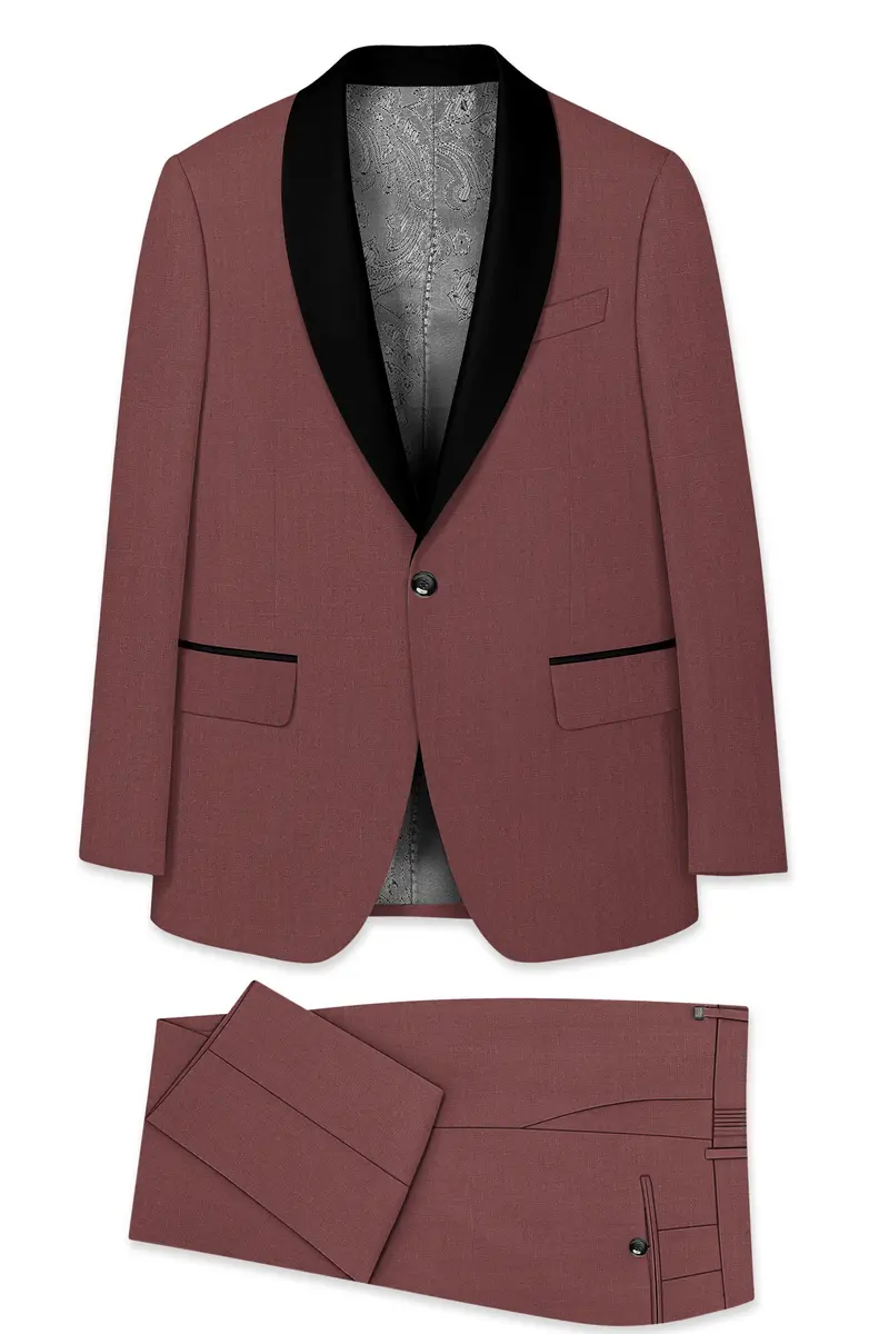 Heritage-Finch Maroon Wool Rich Tuxedo Slight Stretch Suit 11