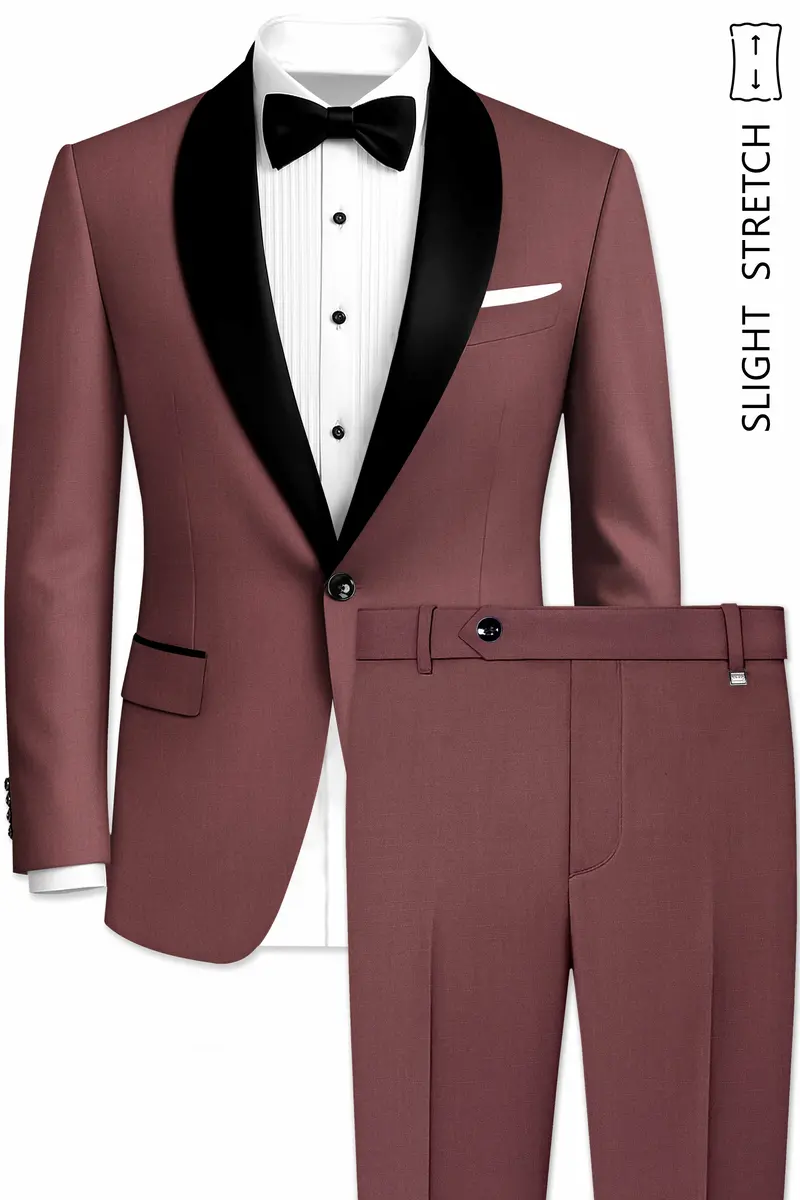 Heritage-Finch Maroon Wool Rich Tuxedo Slight Stretch Suit 2