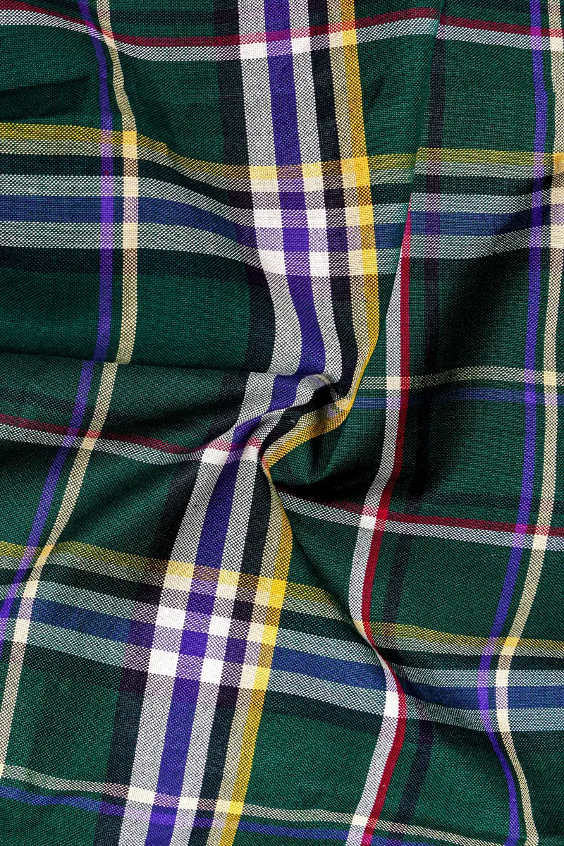 Heritage-Phthalo Green Plaid Oxford Premium Cotton Semi Formal Shirt 3