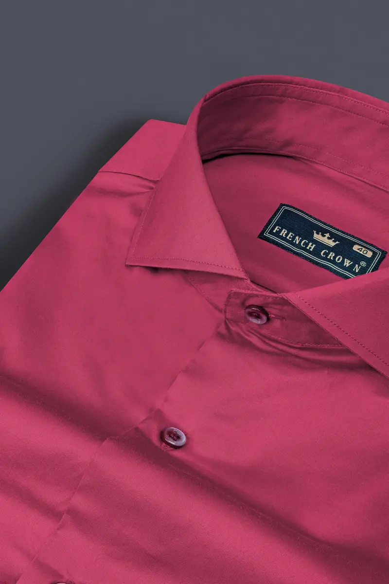 Hibiscus Red Subtle Sheen Super Soft Premium Cotton Shirt 1
