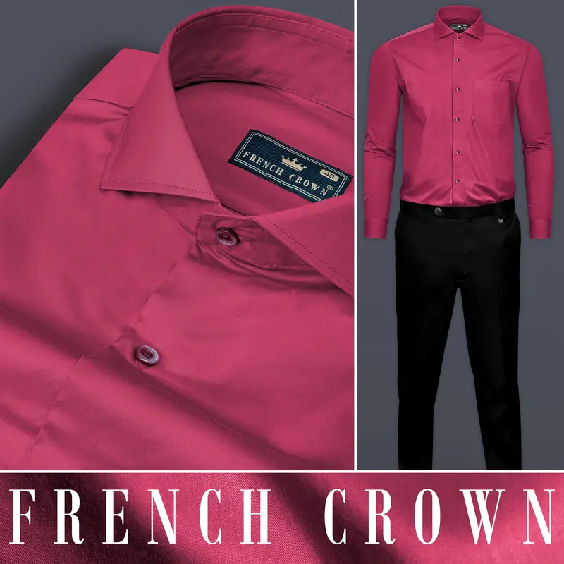 Hibiscus Red Subtle Sheen Super Soft Premium Cotton Shirt 10