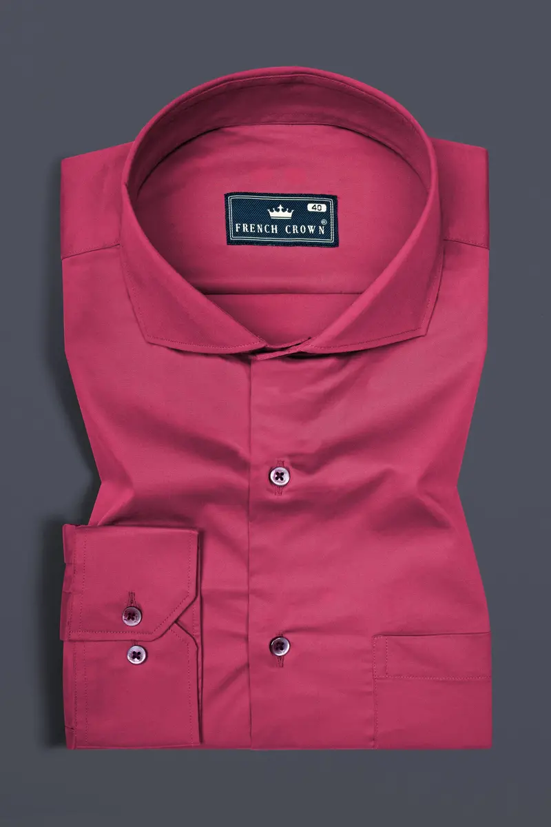 Hibiscus Red Subtle Sheen Super Soft Premium Cotton Shirt 3
