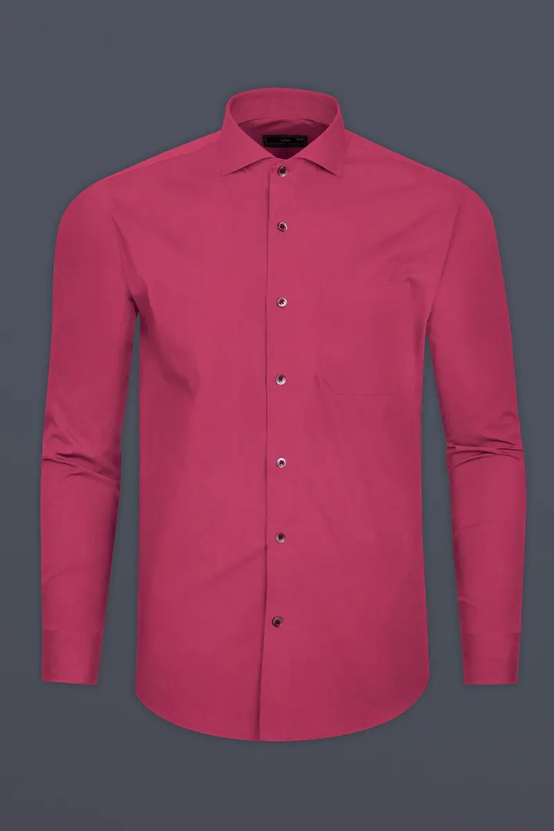 Hibiscus Red Subtle Sheen Super Soft Premium Cotton Shirt 4