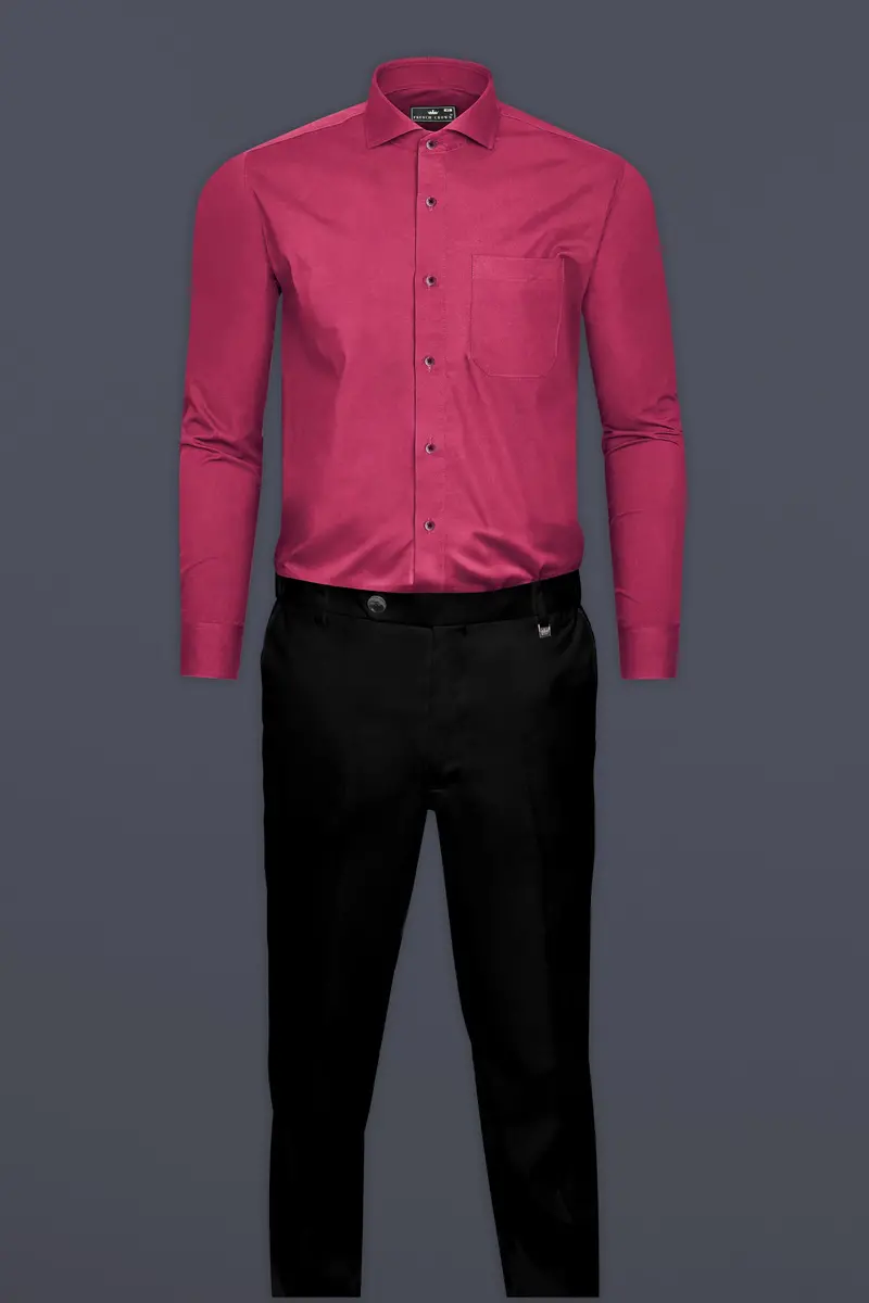 Hibiscus Red Subtle Sheen Super Soft Premium Cotton Shirt 6