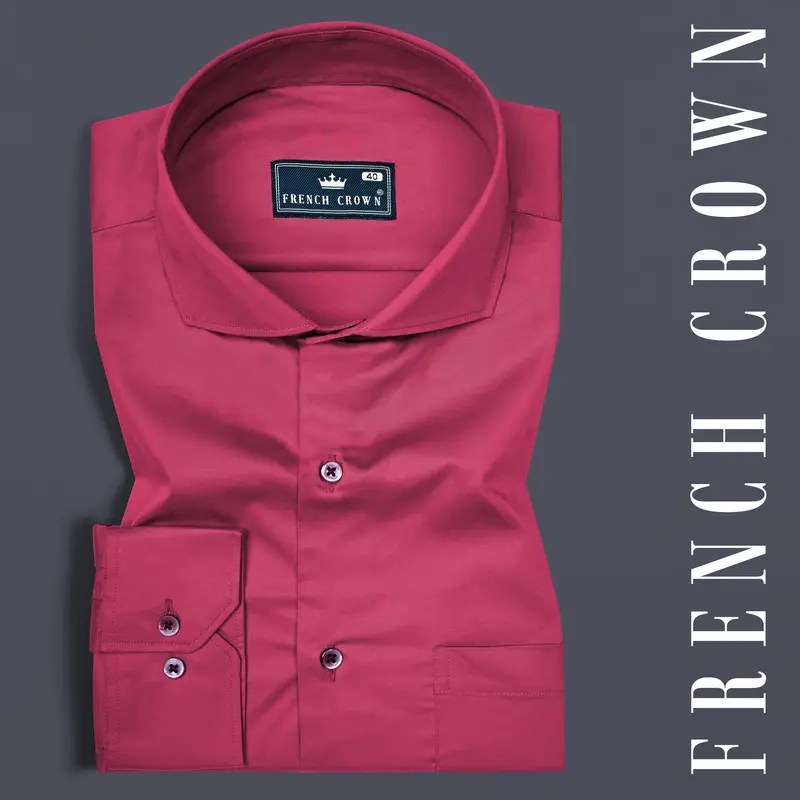Hibiscus Red Subtle Sheen Super Soft Premium Cotton Shirt 7