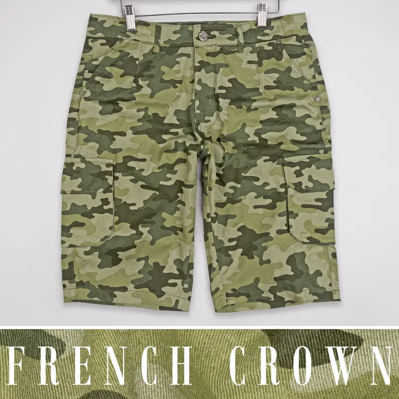 Hillary Beige With Hemlock Green Camouflage Cargo Shorts 1