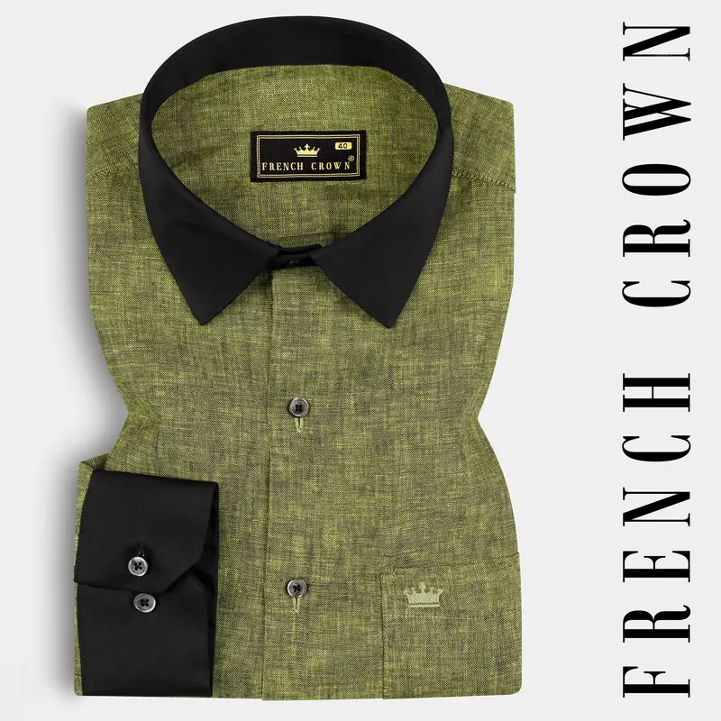 Himalaya Green Textured Luxurious Linen Shirt 1