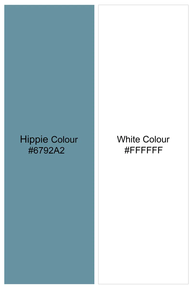 Hippie Blue And White Ditsy Printed Premium Cotton Shirt 5