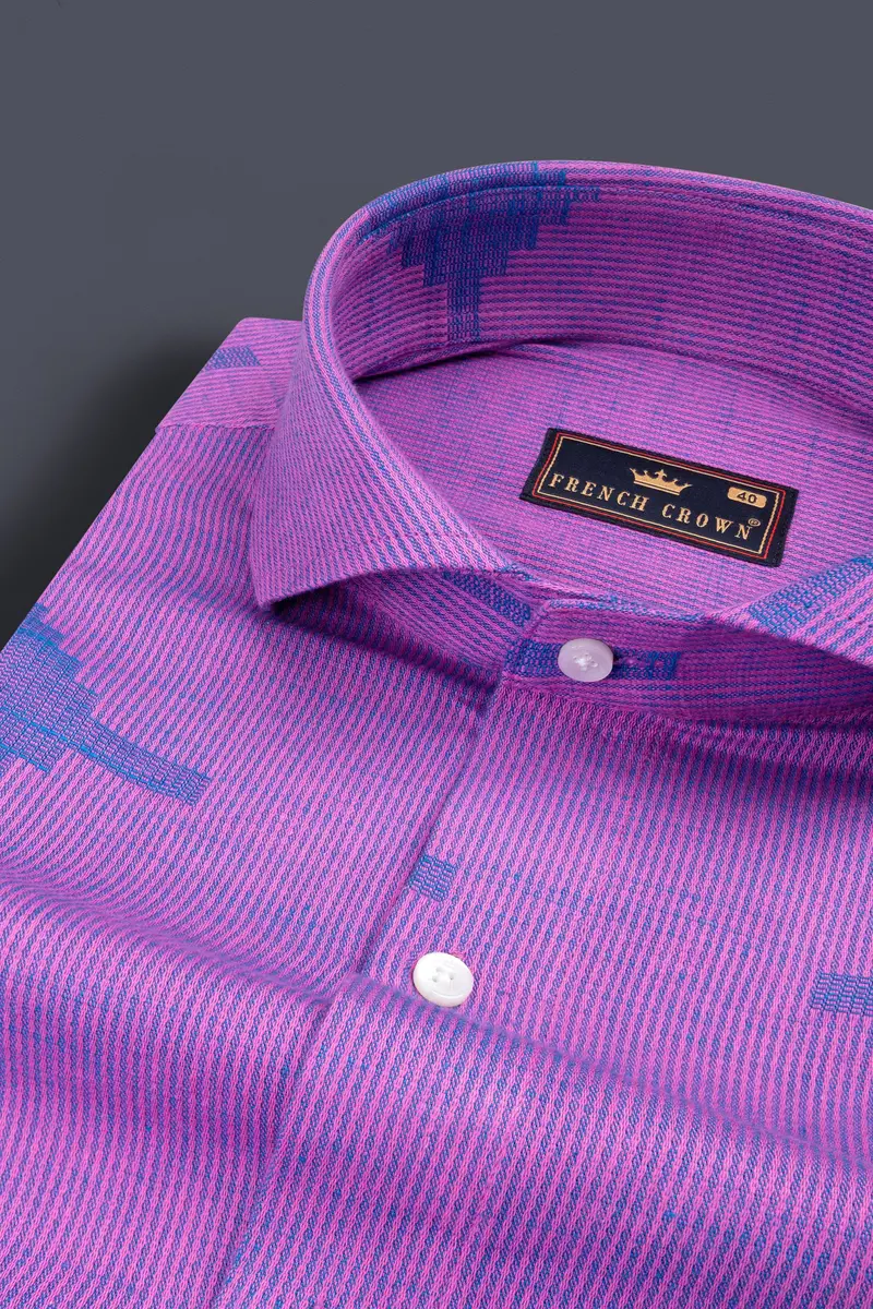Hop Bush Pink Dobby Textured Premium Giza Cotton Shirt 1