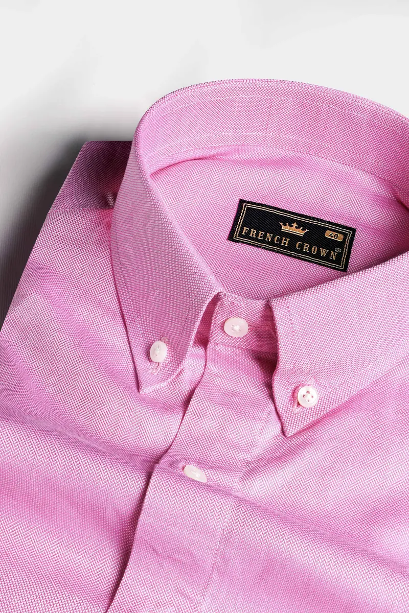Hopbush Pink Dobby Textured Premium Giza Cotton Shirt 1