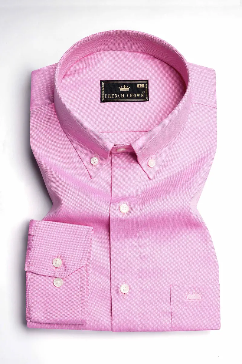 Hopbush Pink Dobby Textured Premium Giza Cotton Shirt 3