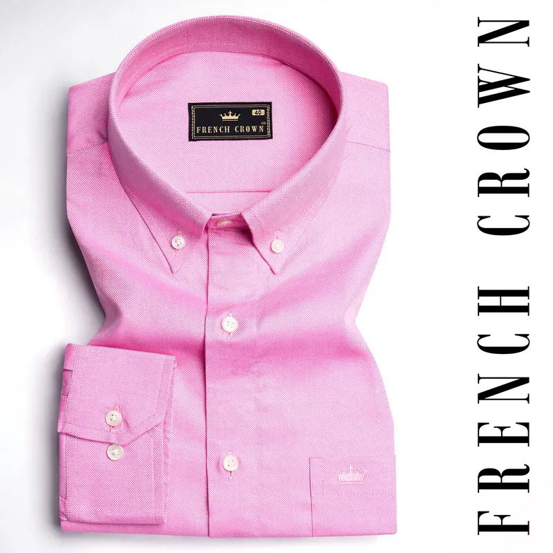 Hopbush Pink Dobby Textured Premium Giza Cotton Shirt 7