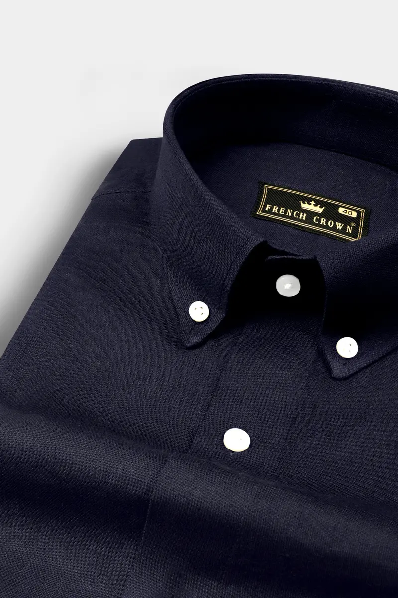 Horizon Blue And Hillary Cream Checkered Luxurious Linen Shirt 1