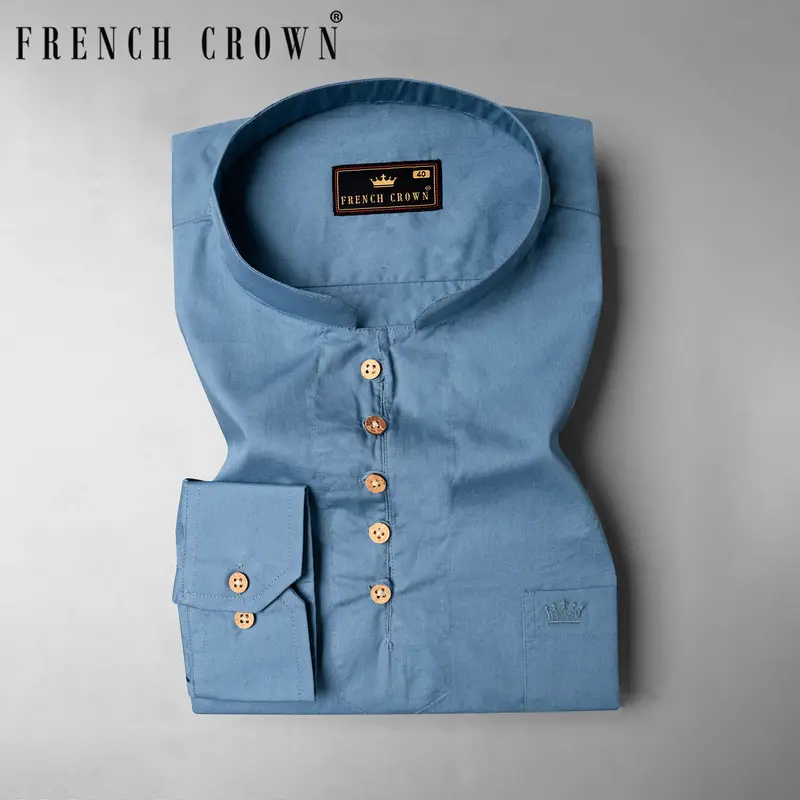 Horizon Blue Premium Cotton Kurta Shirt 1