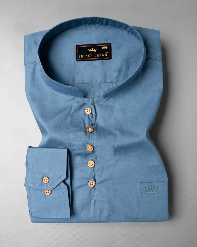 Horizon Blue Premium Cotton Kurta Shirt 2