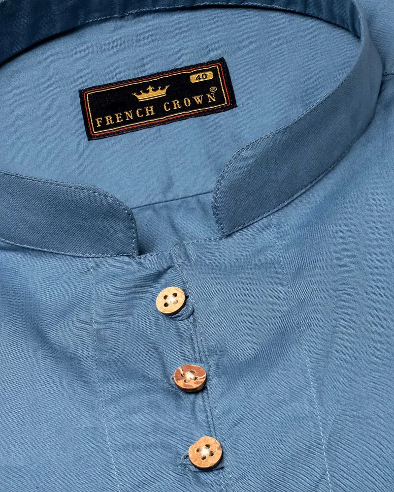 Horizon Blue Premium Cotton Kurta Shirt 4