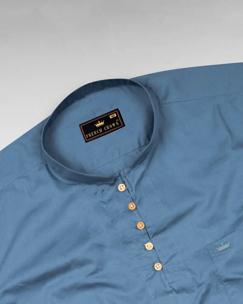 Horizon Blue Premium Cotton Kurta Shirt 5