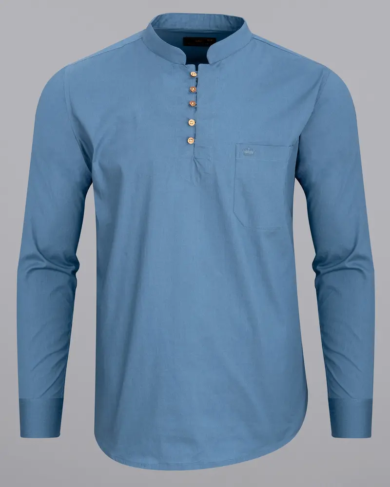 Horizon Blue Premium Cotton Kurta Shirt 6