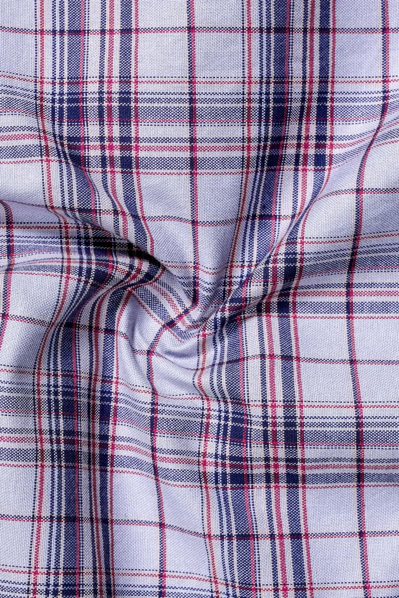 Horizon-Periwinkle Gray And Rhino Blue Plaid Oxford Premium Cotton Casual Shirt 3