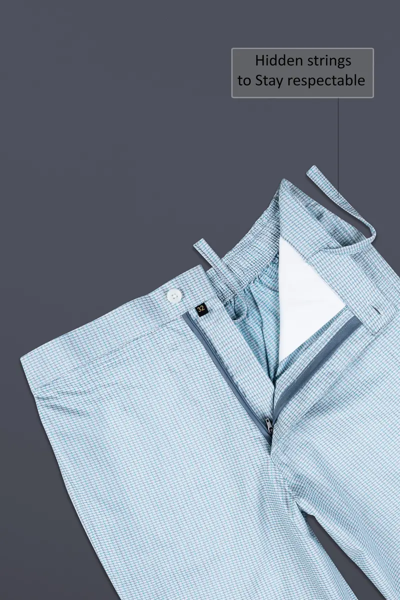 Hosta Blue And White Dobby Textured Giza Cotton Shorts 4