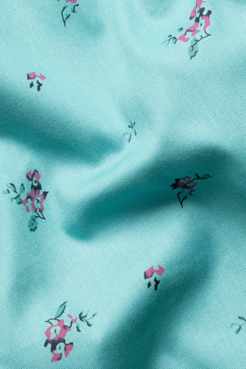Hosta Blue Ditsy Printed Chambray Shirt 2