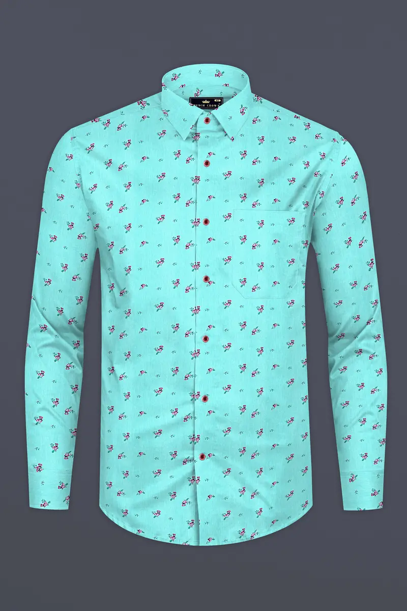 Hosta Blue Ditsy Printed Chambray Shirt 4