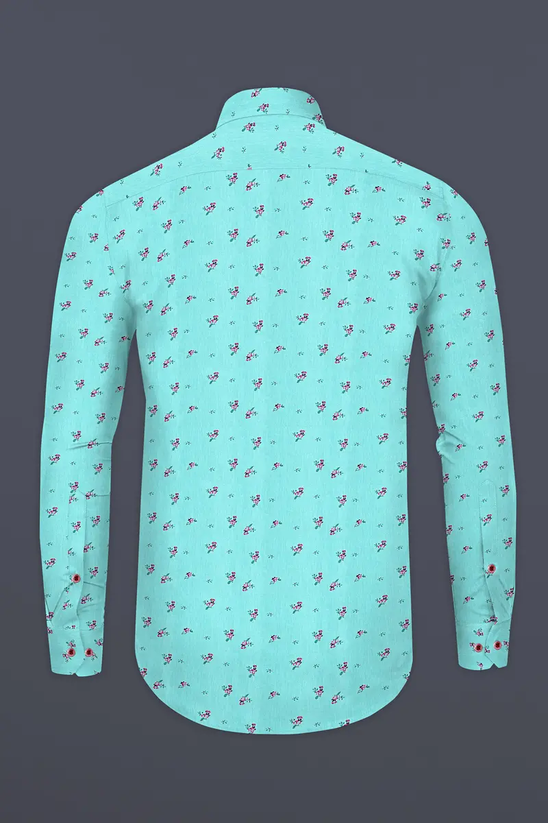 Hosta Blue Ditsy Printed Chambray Shirt 5