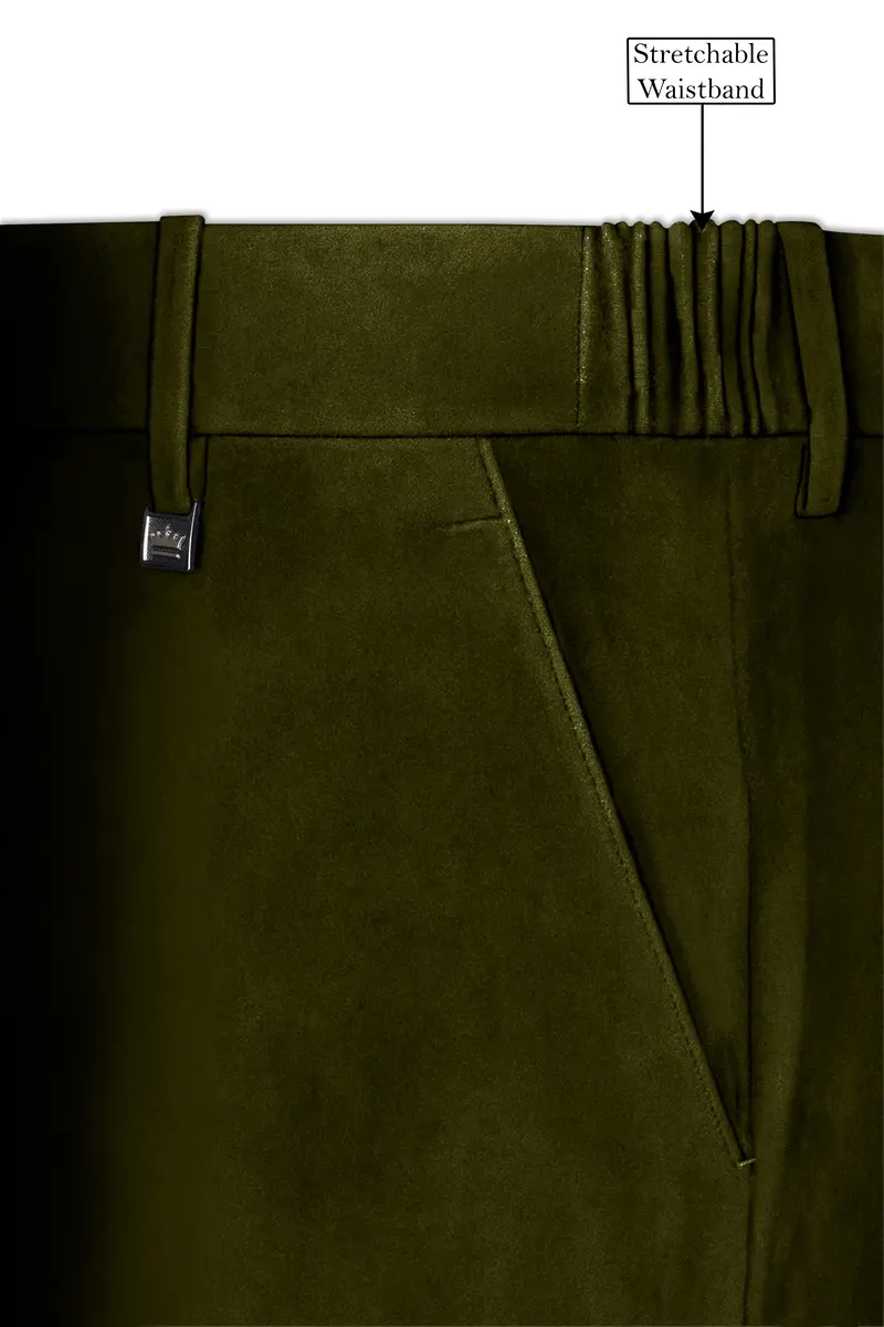 Hunter-Clinker Green Velvet Stretchable Waistband Pant 7