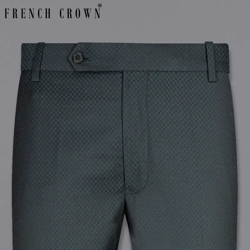 Hunter Green Micro Textured Formal Pant 1