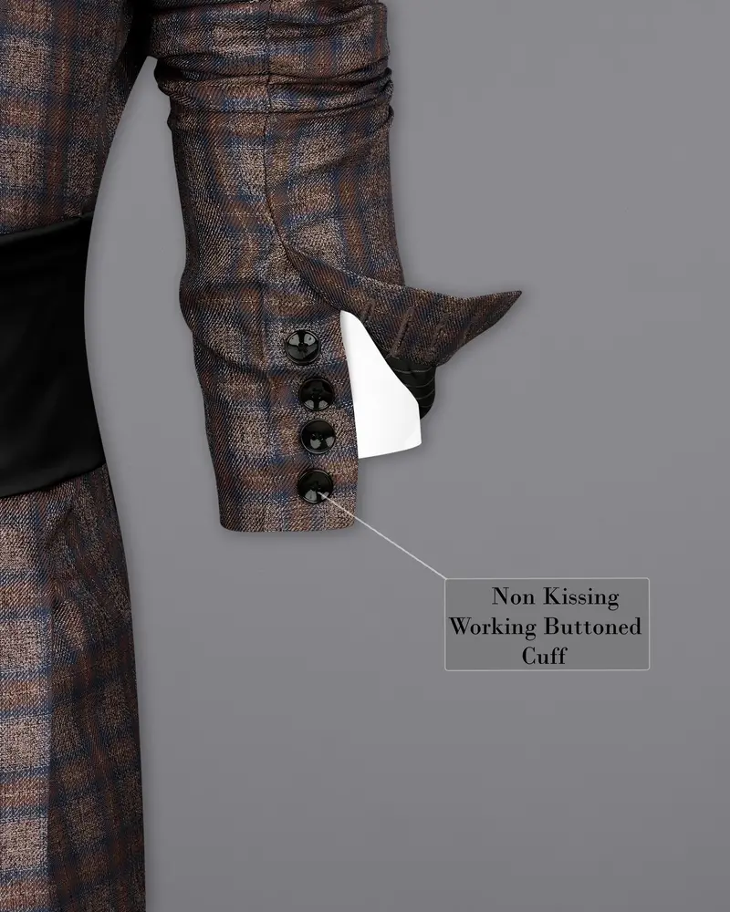 Hurricane Brown Plaid Tuxedo Designer Blazer With Shawl 10