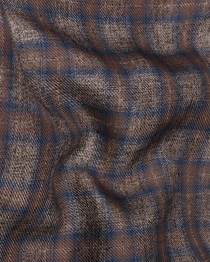 Hurricane Brown Plaid Tuxedo Designer Blazer With Shawl 3